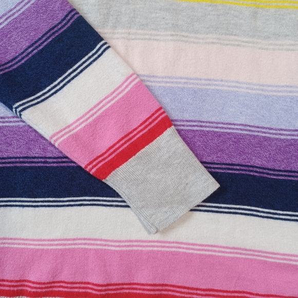 GAP Women’s Crazy Stripe Crewneck Sweater Size M Multicolor Rainbow Knit Soft - Picture 2 of 8